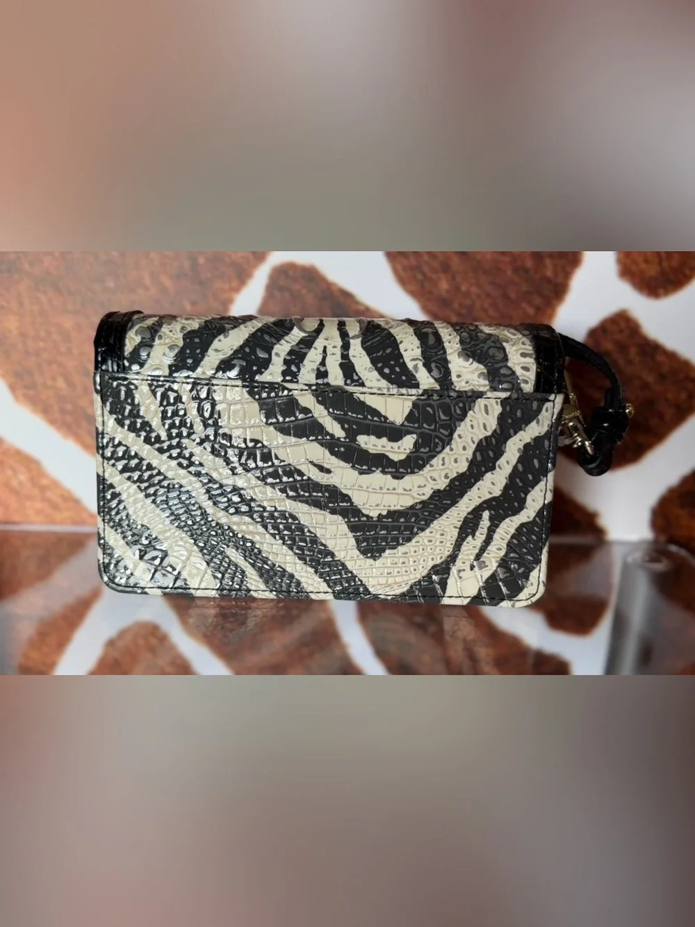 Brahmin Everlasting Encore Minuette zebra Crossbody Bag Black and White NWT